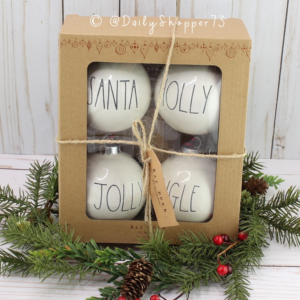 Rae Dunn “Santa, Holly, Jolly, & Jingle" Ornaments
